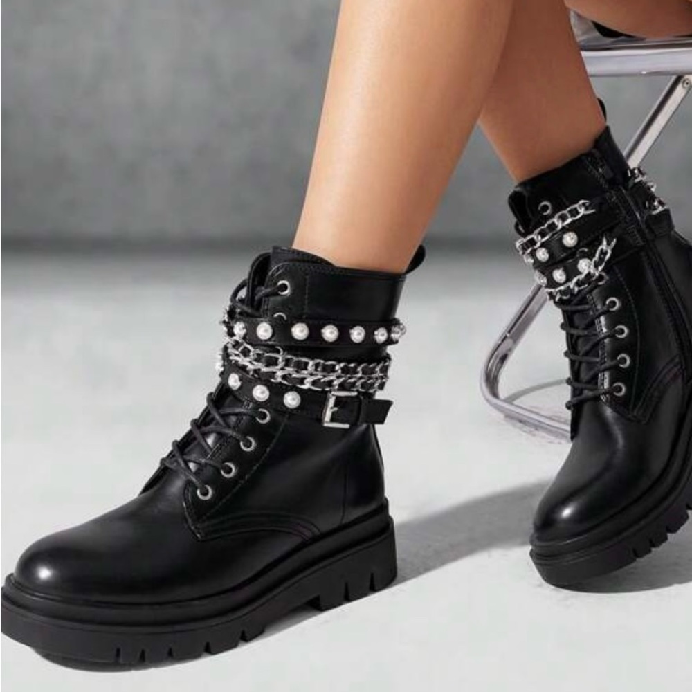 Black Studded Ankle Boots